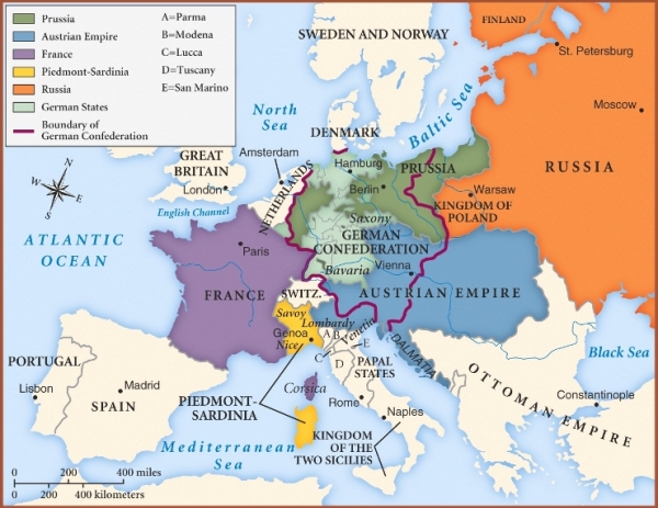 1815년 유럽 지도.(출처=위키피디아)